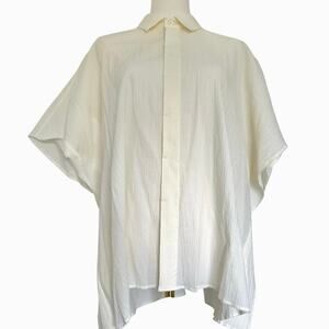Billy Reid M/L Natural Hammered Cotton Camp Shirt Oversized NWT Cream